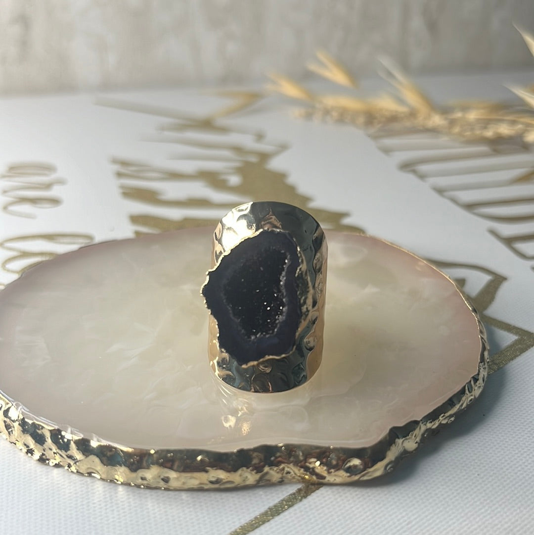 Geode Genuine Stone Hole Open Ring