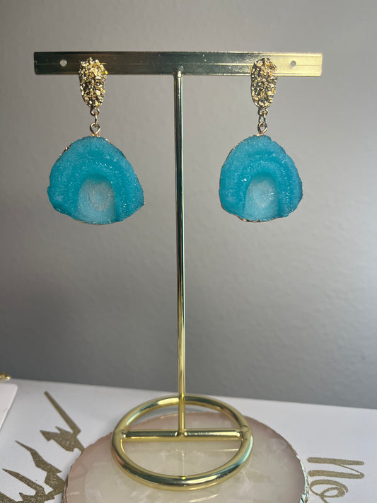 Ocean Blue Volcanic Rock Earrings