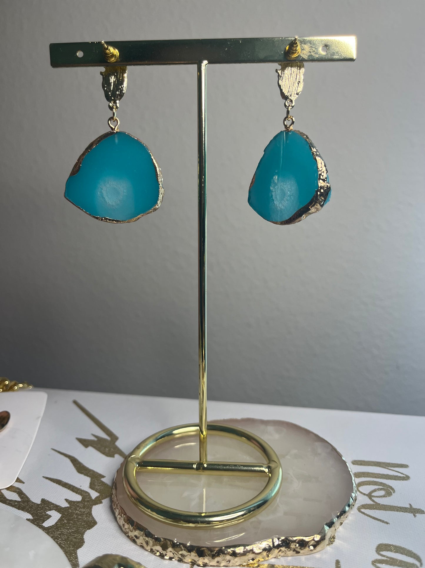 Ocean Blue Volcanic Rock Earrings