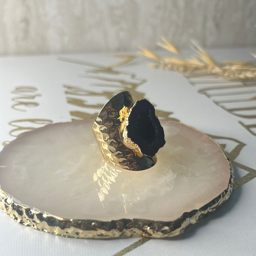 Geode Genuine Stone Hole Open Ring