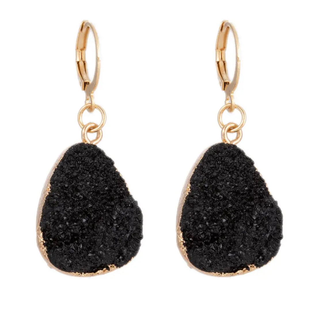 Druzy Black Drop Earrings