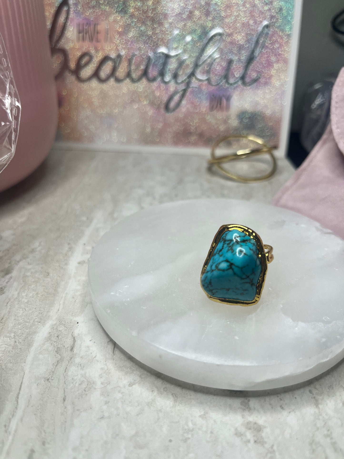 Big Blue Turquoise Adjustable Ring