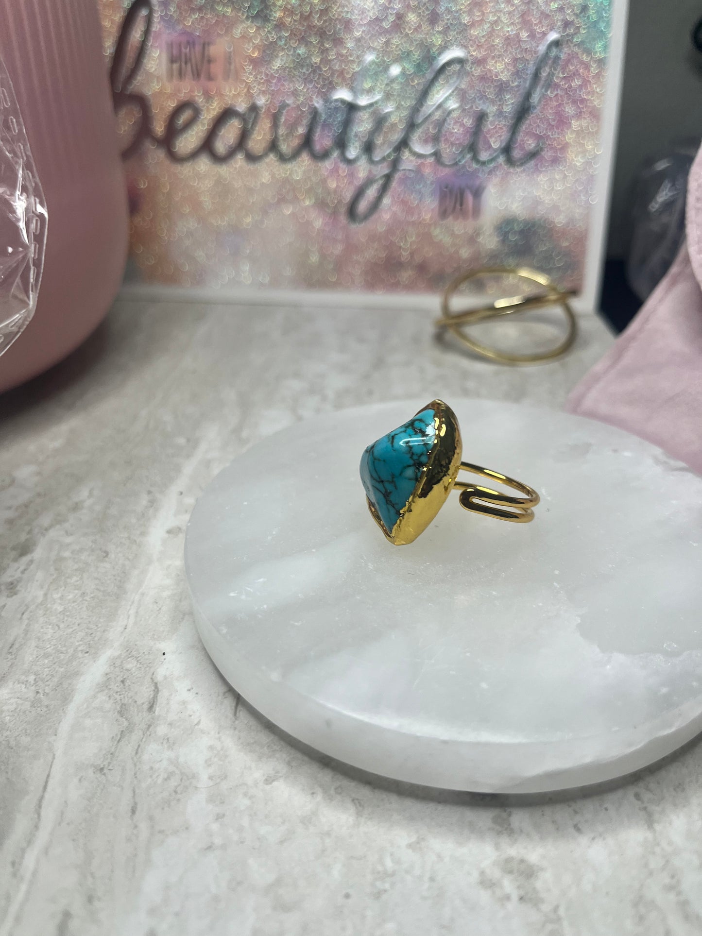 Big Blue Turquoise Adjustable Ring